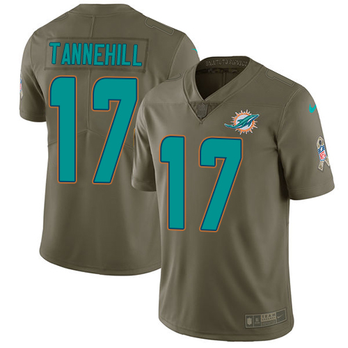 Nike Dolphins #17 Ryan Tannehill Olive Men's Stitched NFL Limited Salute to Service Jersey - Click Image to Close